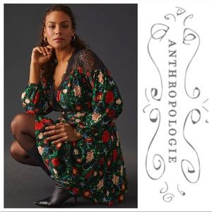 Anthropologie Floral Black Dress